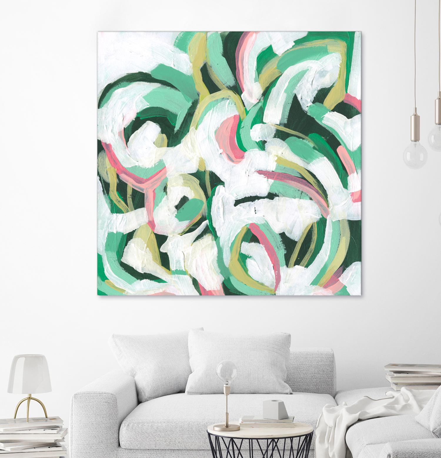 Mint Billows II by June Vess on GIANT ART - pink  abstract abstract 