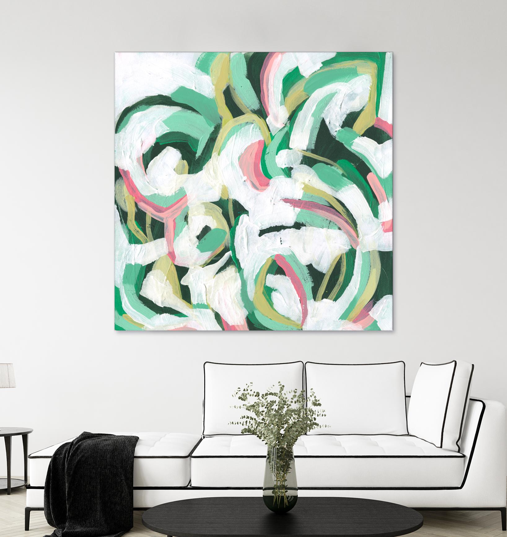 Mint Billows II by June Vess on GIANT ART - pink  abstract abstract 