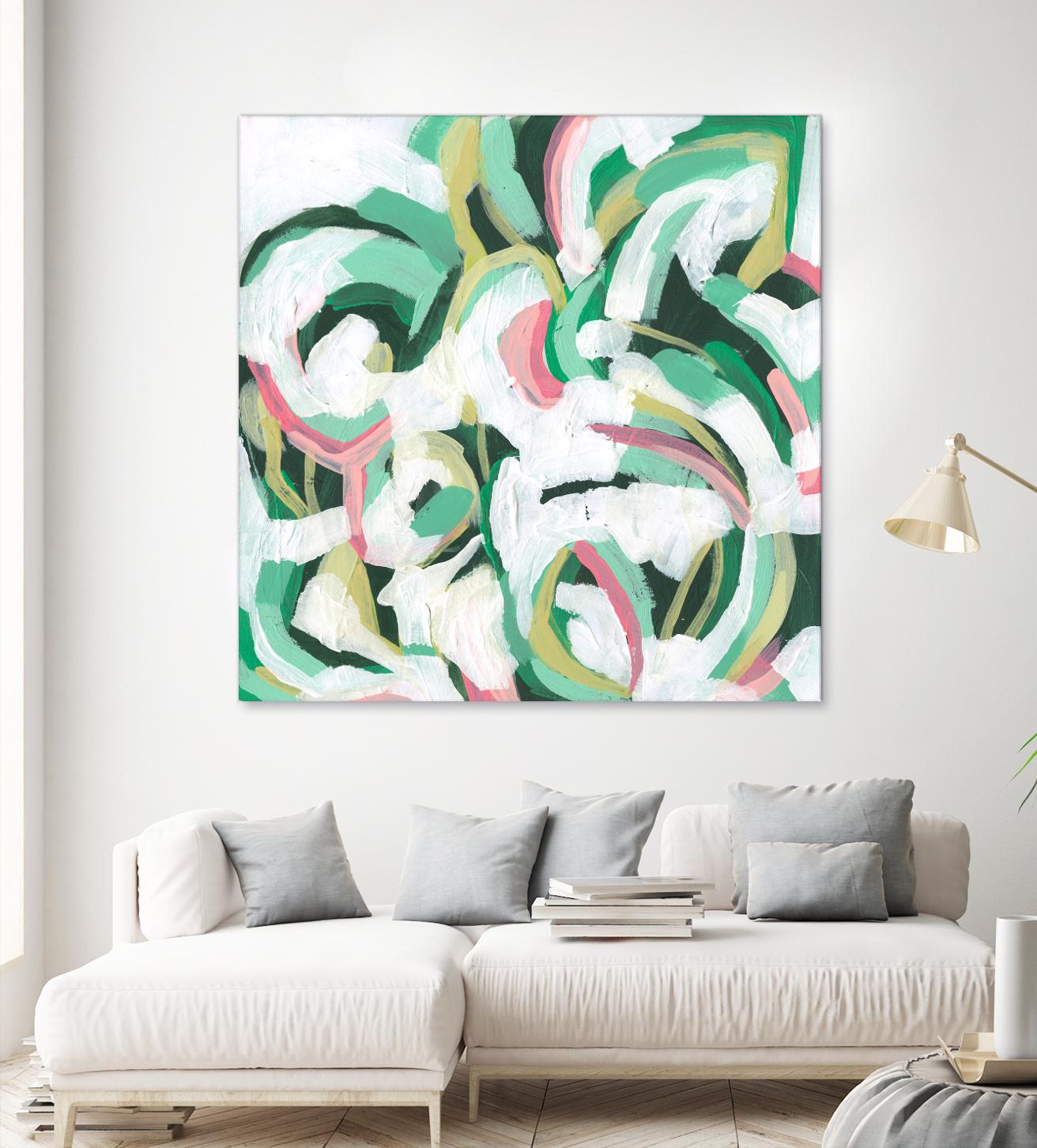 Mint Billows II by June Vess on GIANT ART - pink  abstract abstract 