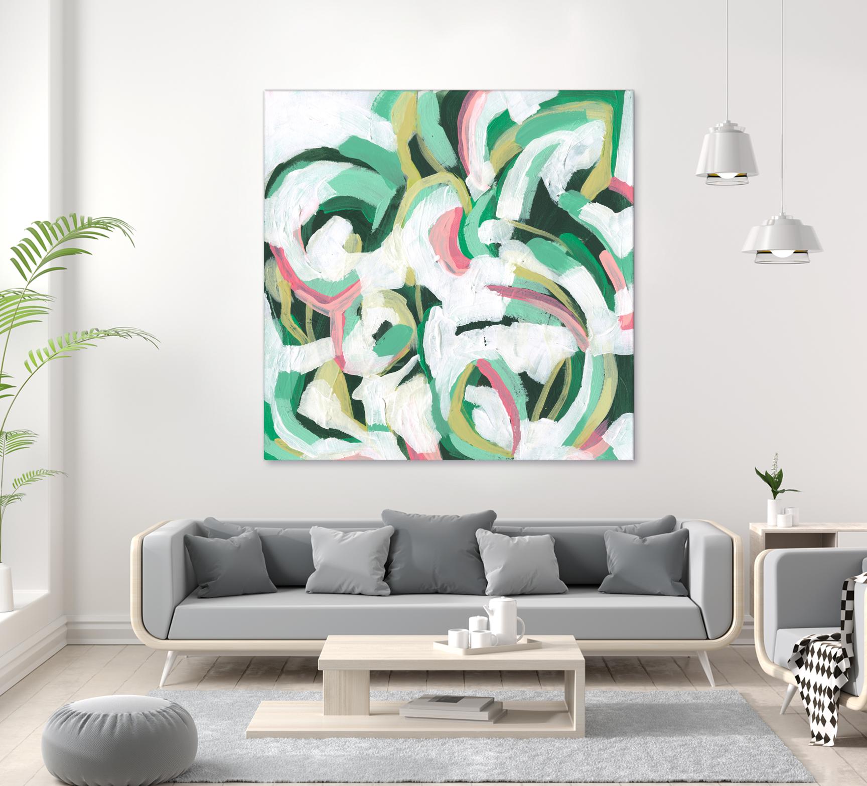 Mint Billows II by June Vess on GIANT ART - pink  abstract abstract 