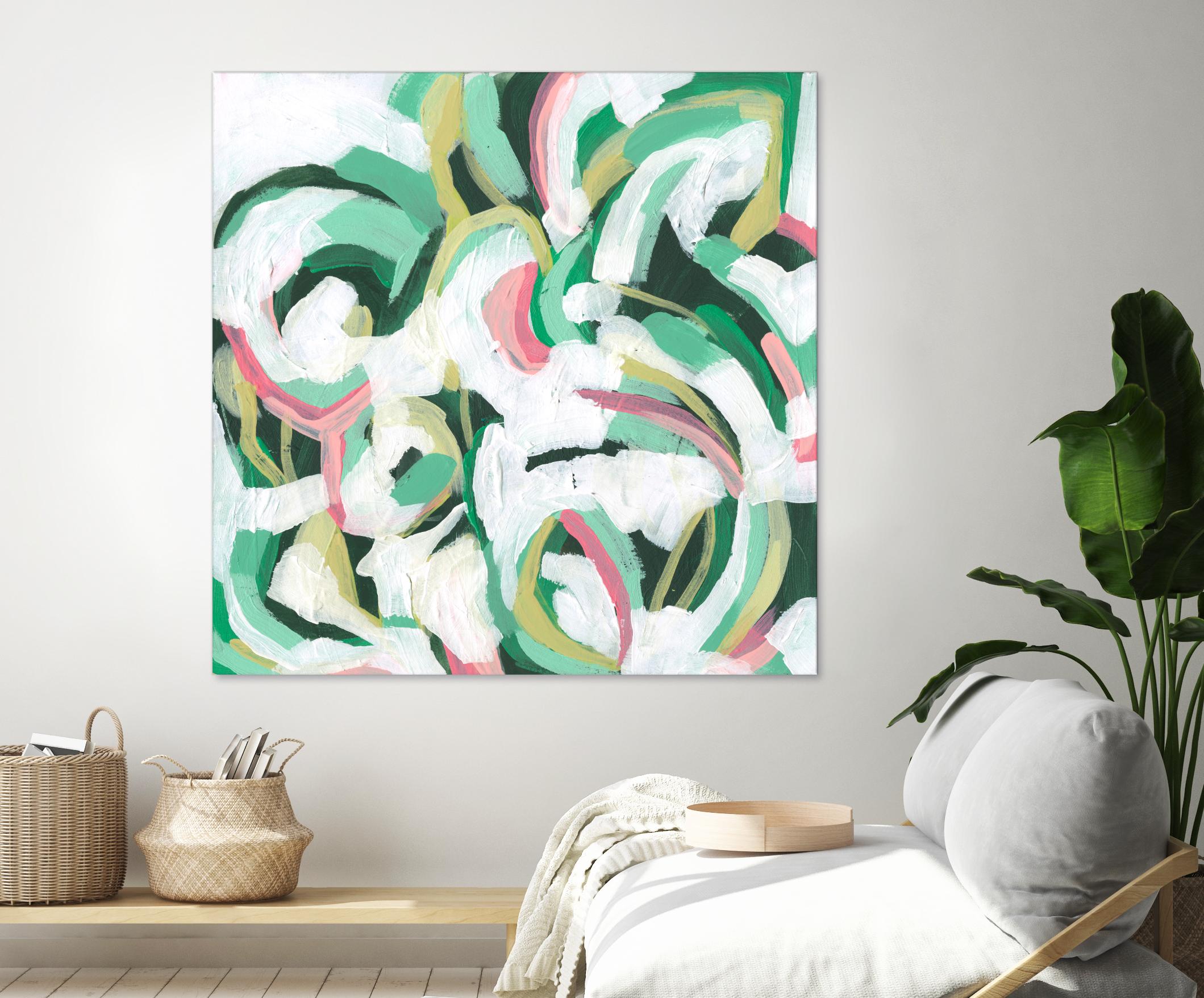 Mint Billows II by June Vess on GIANT ART - pink  abstract abstract 
