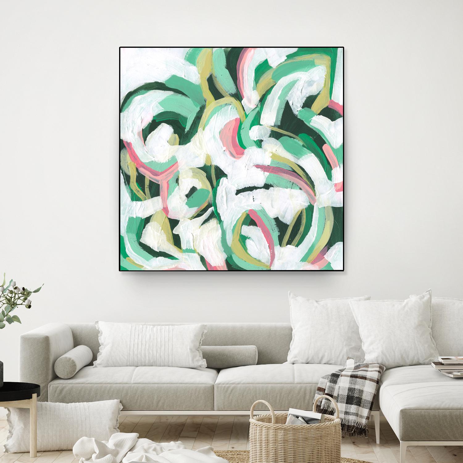 Mint Billows II by June Vess on GIANT ART - pink  abstract abstract 