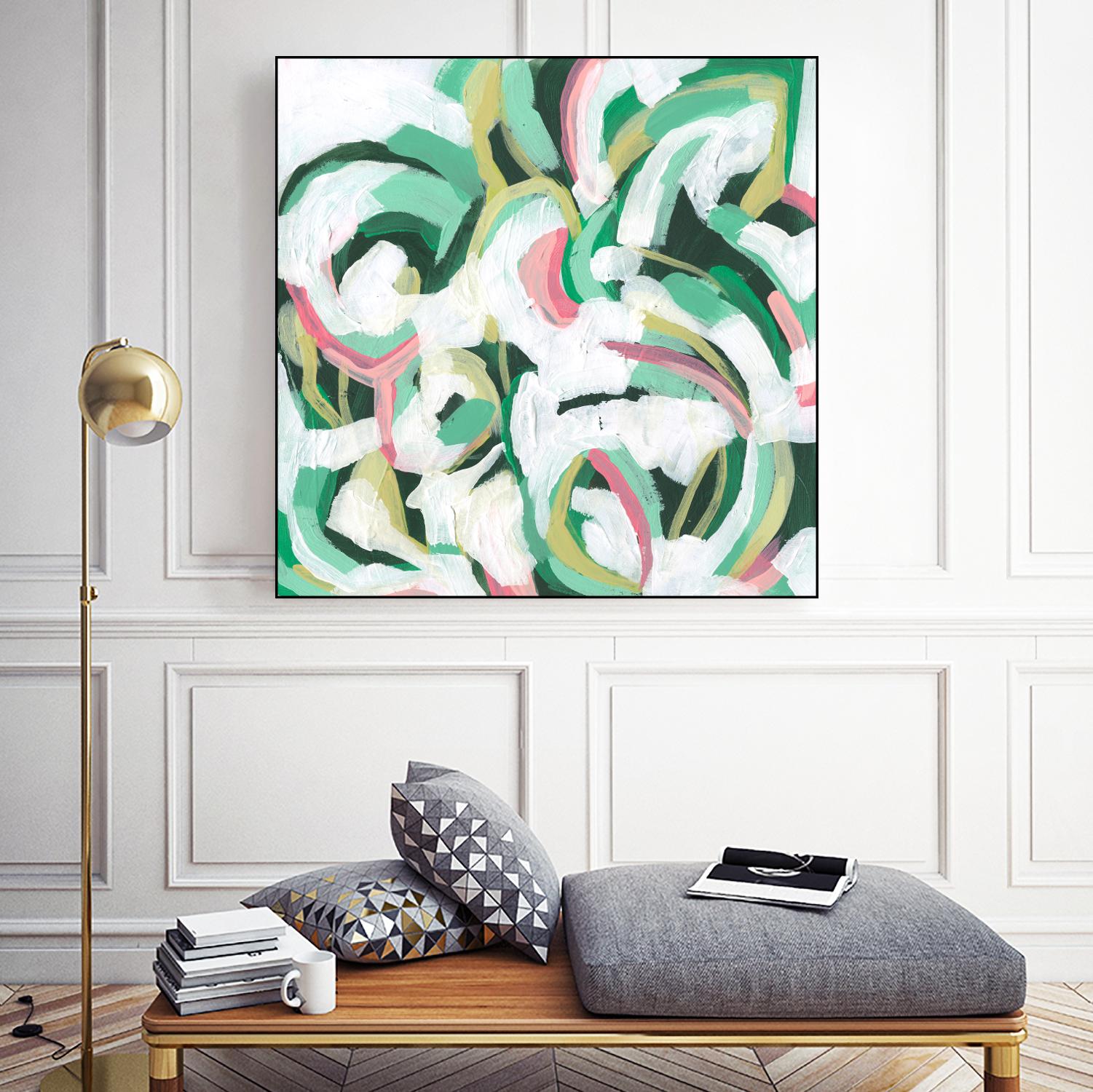 Mint Billows II by June Vess on GIANT ART - pink  abstract abstract 