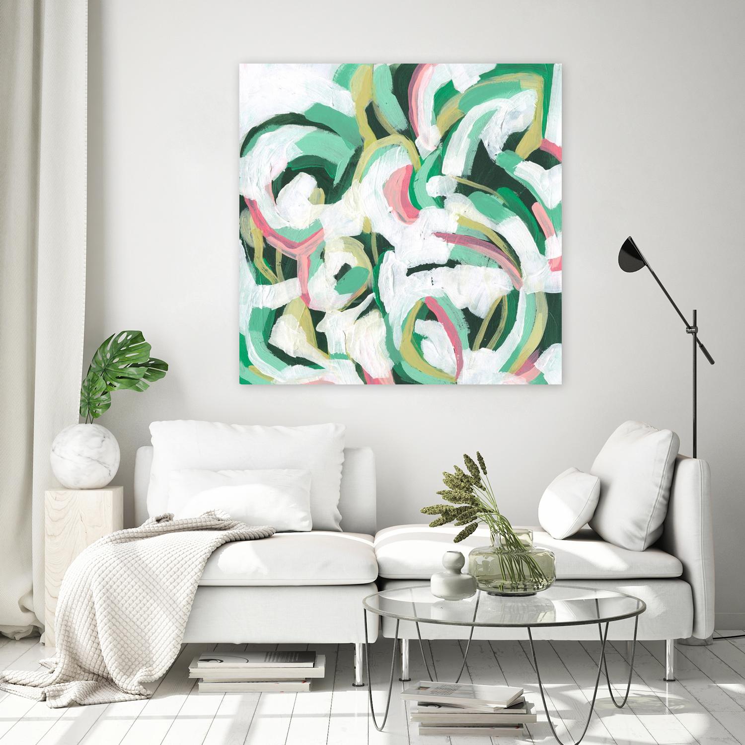 Mint Billows II by June Vess on GIANT ART - pink  abstract abstract 