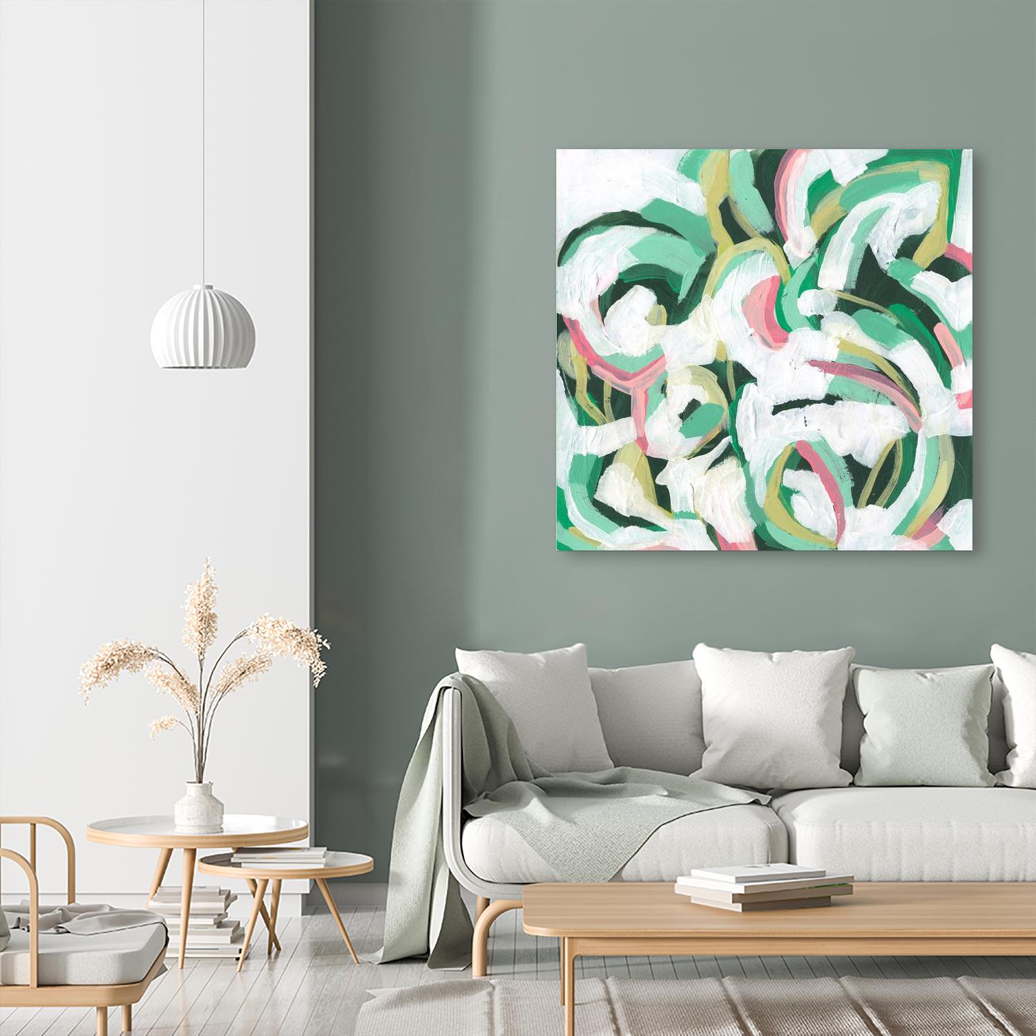 Mint Billows II by June Vess on GIANT ART - pink  abstract abstract 