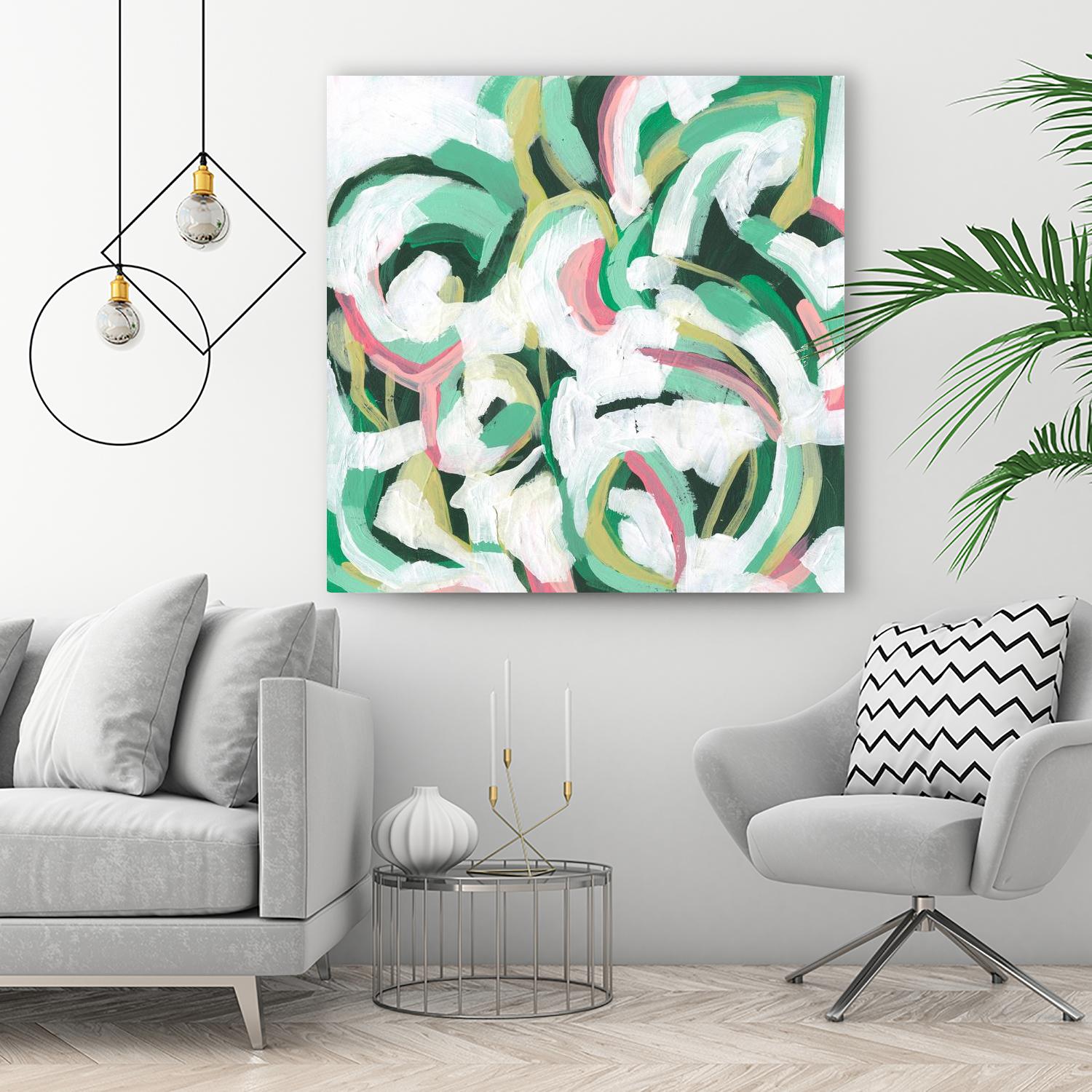 Mint Billows II by June Vess on GIANT ART - pink  abstract abstract 
