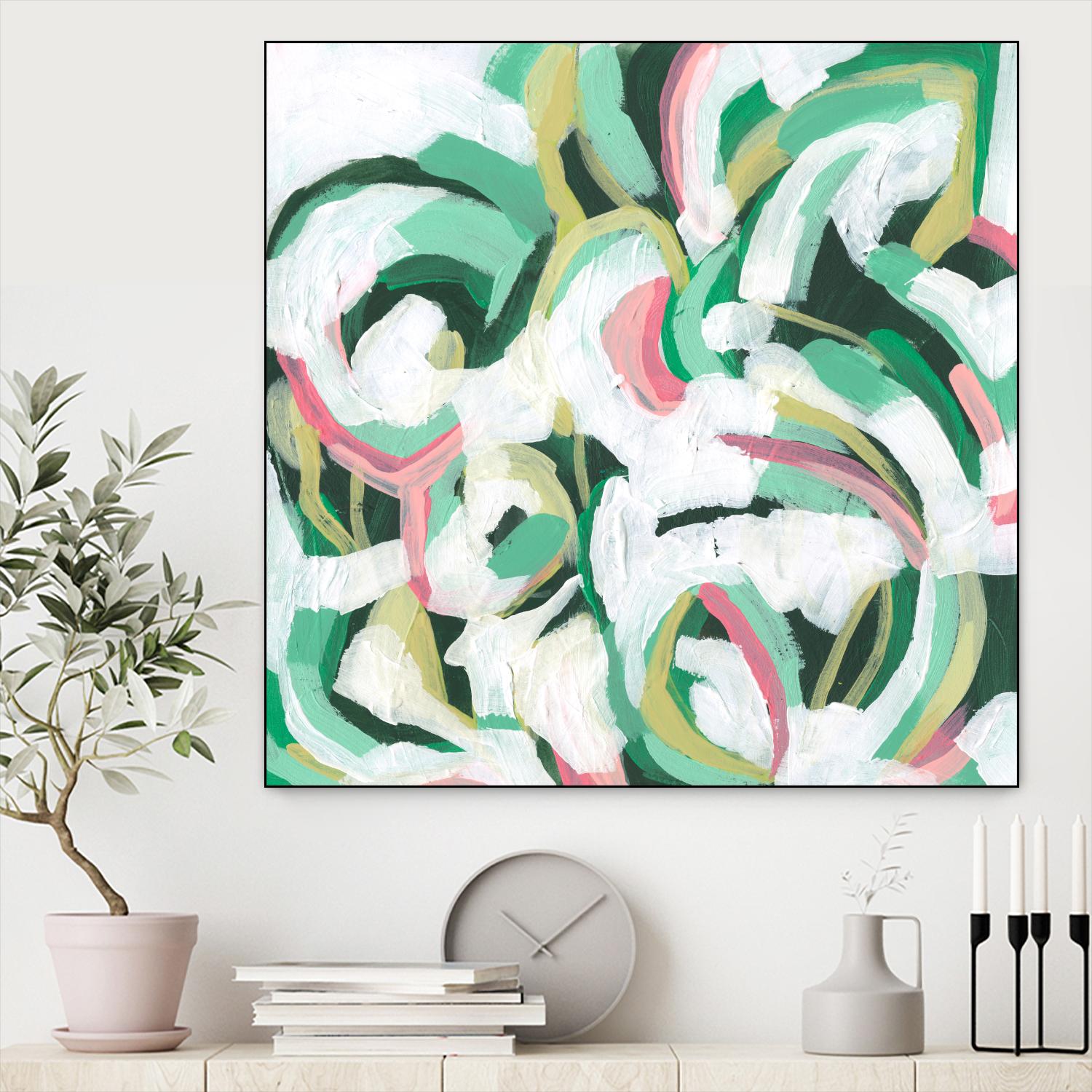 Mint Billows II by June Vess on GIANT ART - pink  abstract abstract 