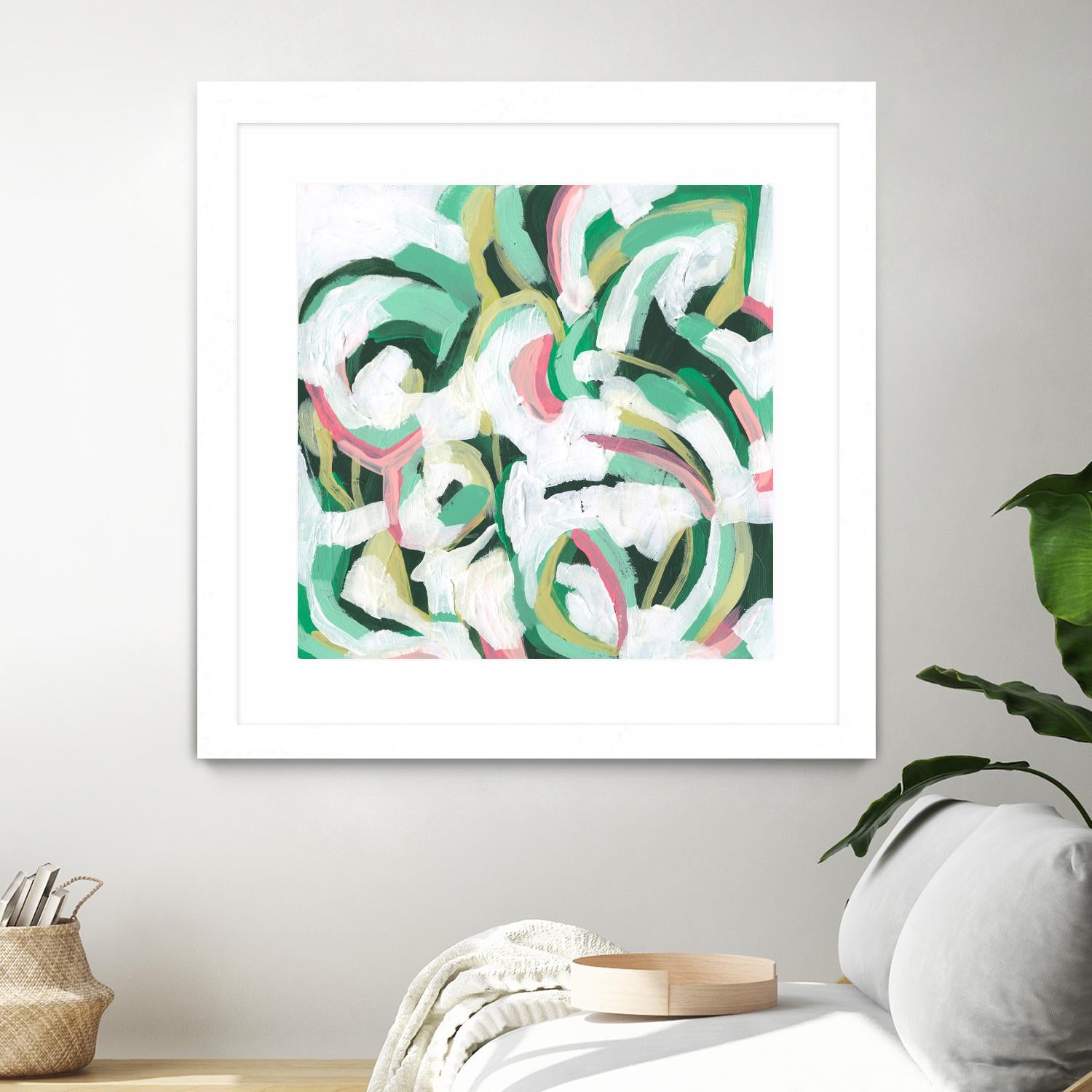 Mint Billows II by June Vess on GIANT ART - pink  abstract abstract 