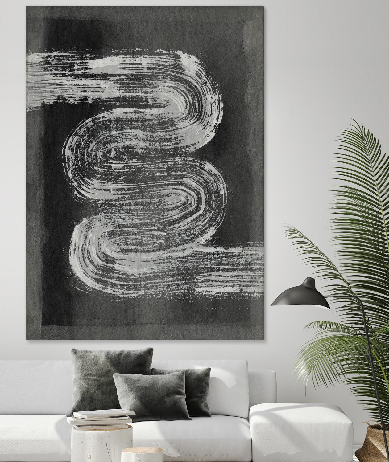 Grey Linear Path I by Jennifer Goldberger on GIANT ART - black abstract abstract 