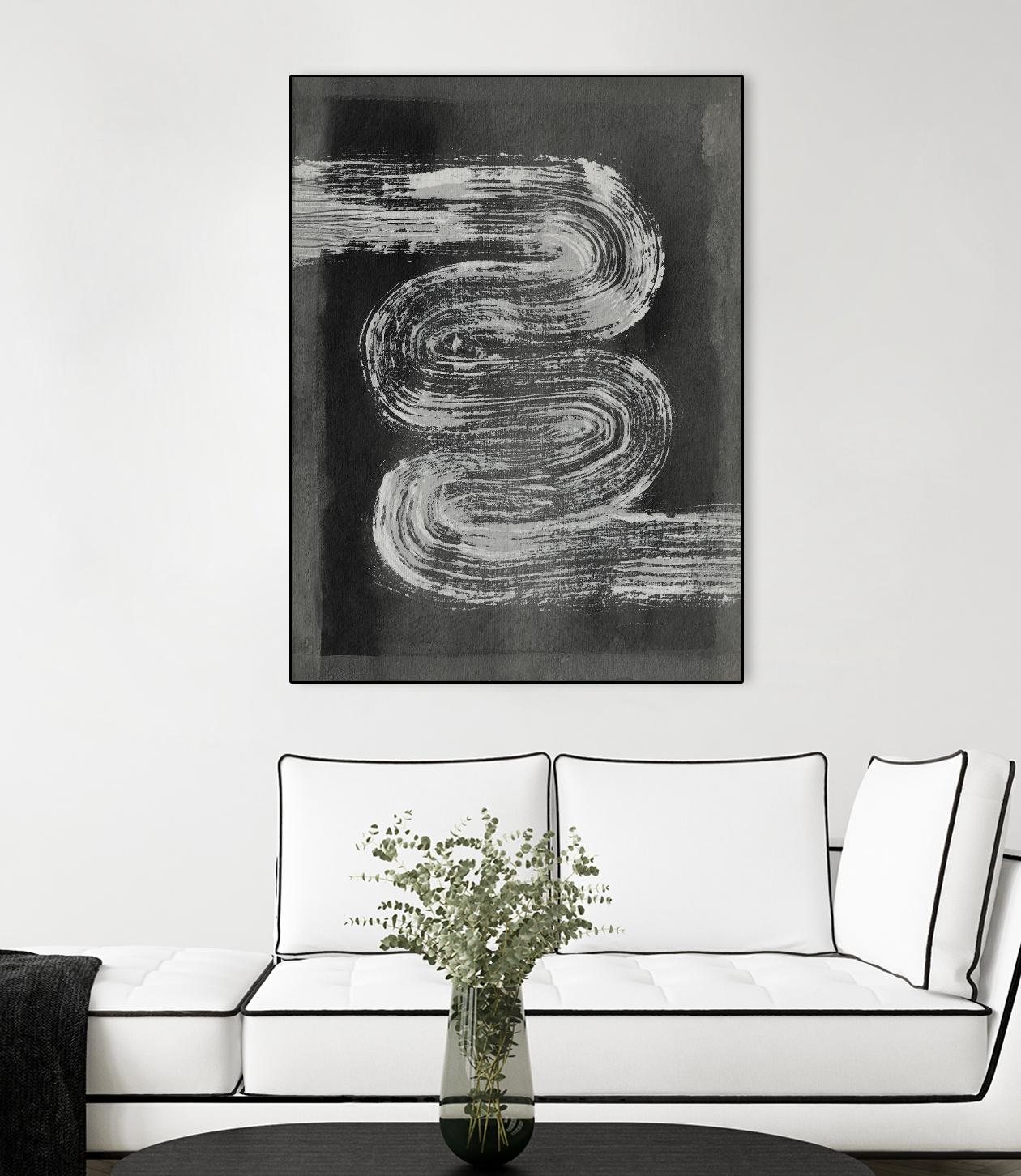 Grey Linear Path I by Jennifer Goldberger on GIANT ART - black abstract abstract 