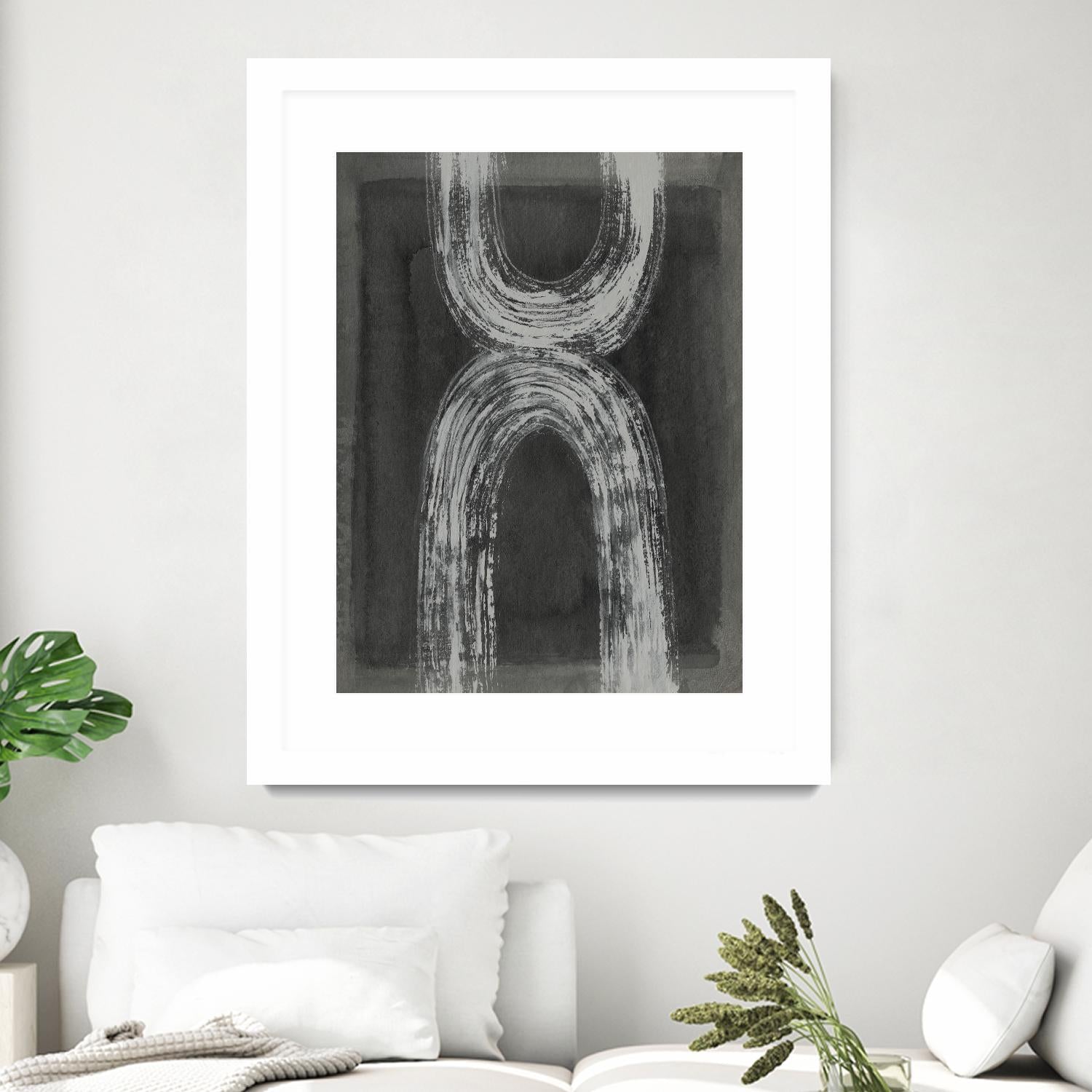 Grey Linear Path IV by Jennifer Goldberger on GIANT ART - white abstract
