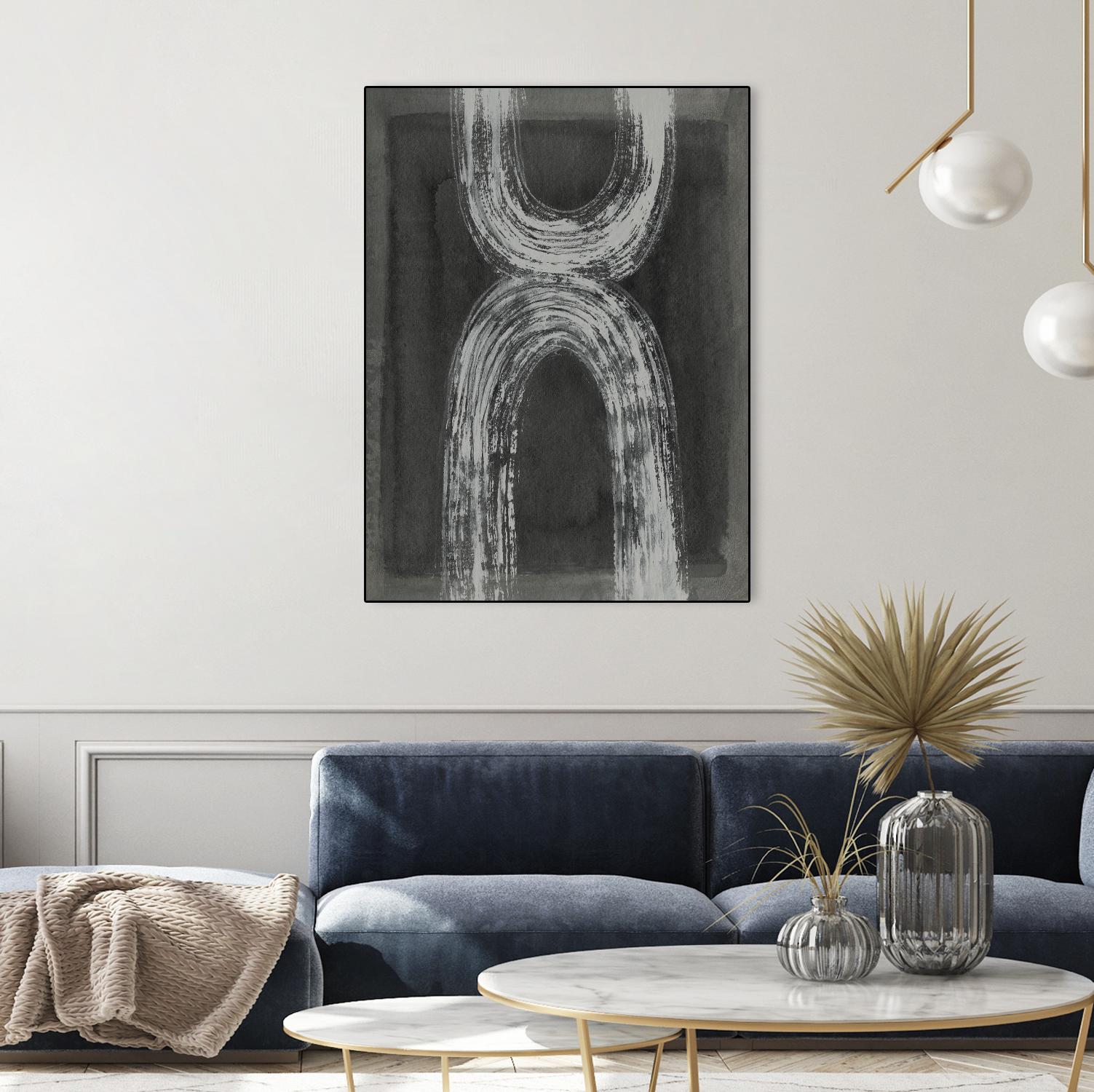 Grey Linear Path IV by Jennifer Goldberger on GIANT ART - white abstract