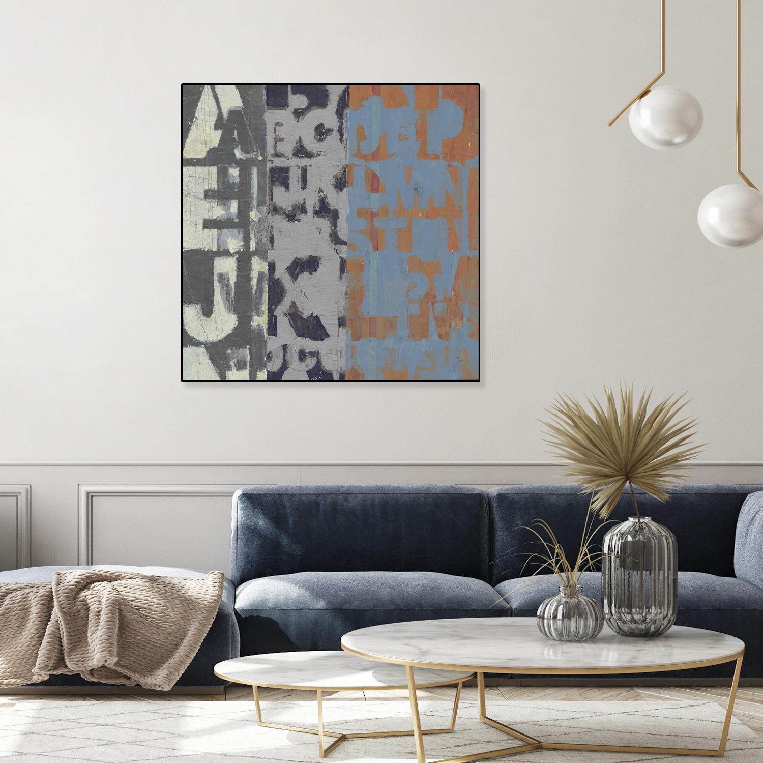 Alphabet Overlay I by Vision Studio on GIANT ART - blue abstract