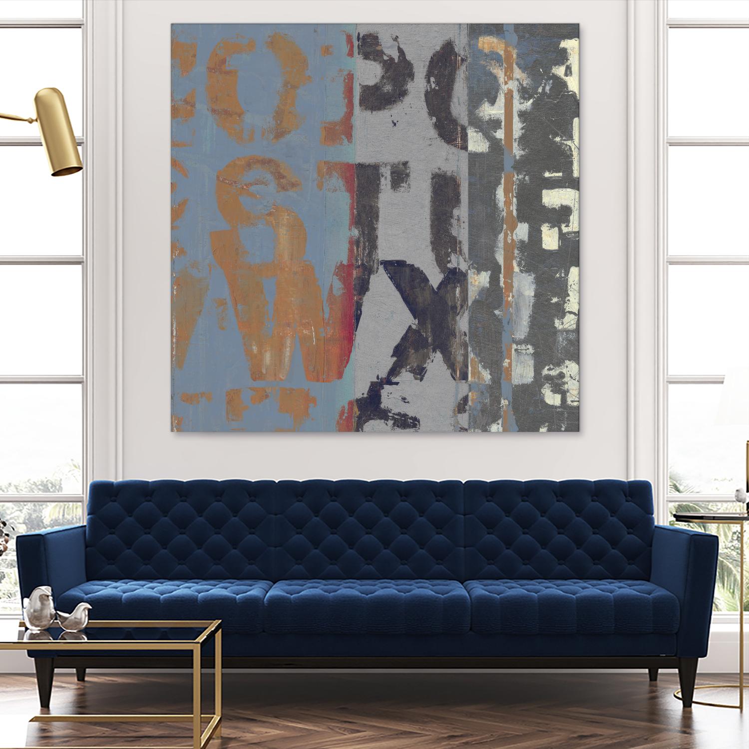 Alphabet Overlay II by Vision Studio on GIANT ART - blue abstract