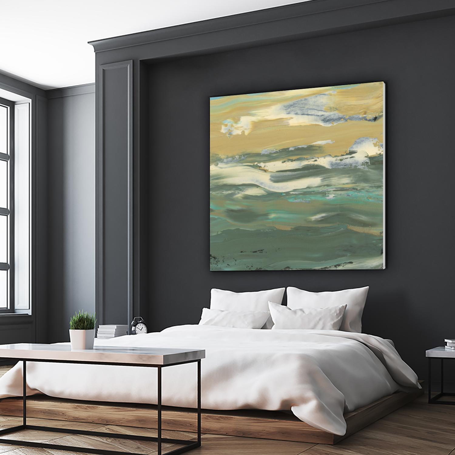 Green Waters Edge II by Alicia Ludwig on GIANT ART - beige abstract