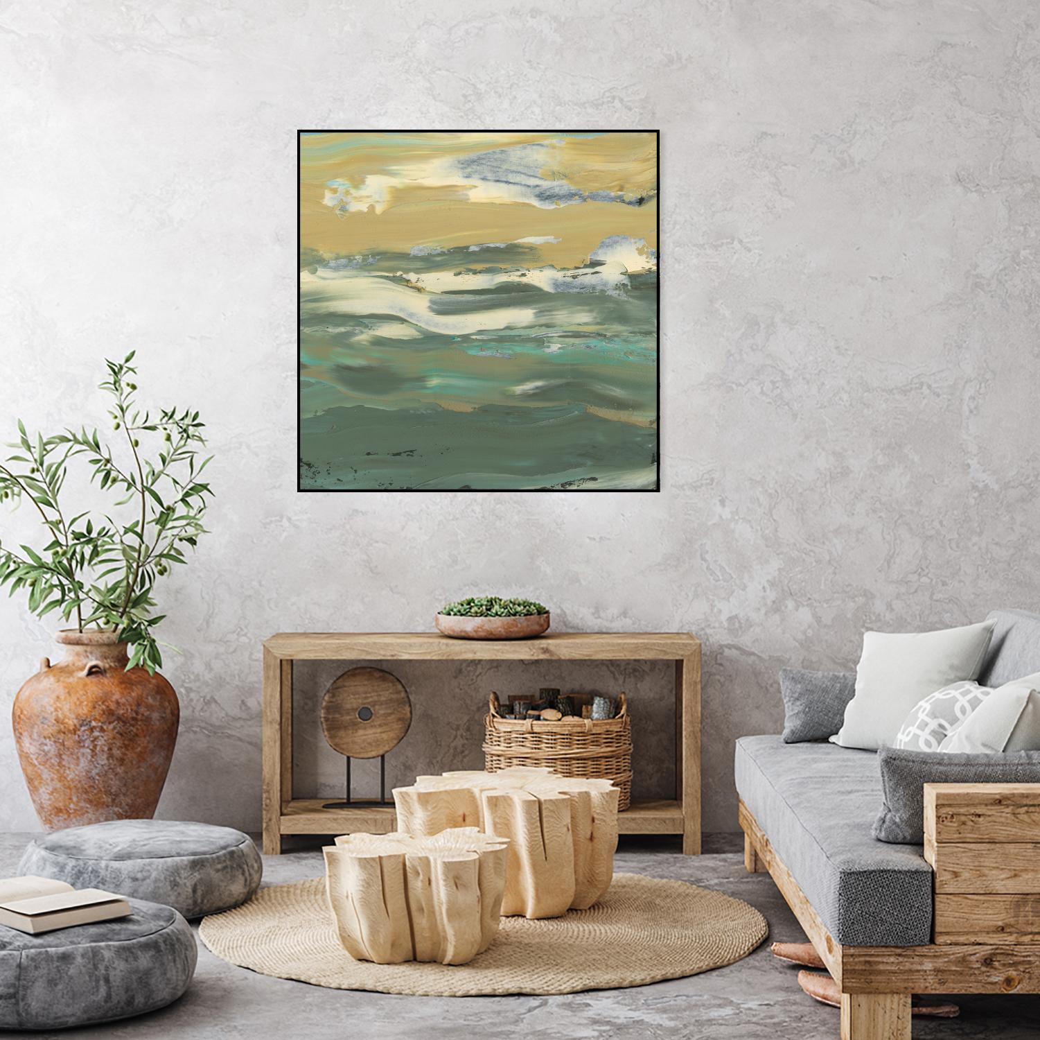 Green Waters Edge II by Alicia Ludwig on GIANT ART - beige abstract