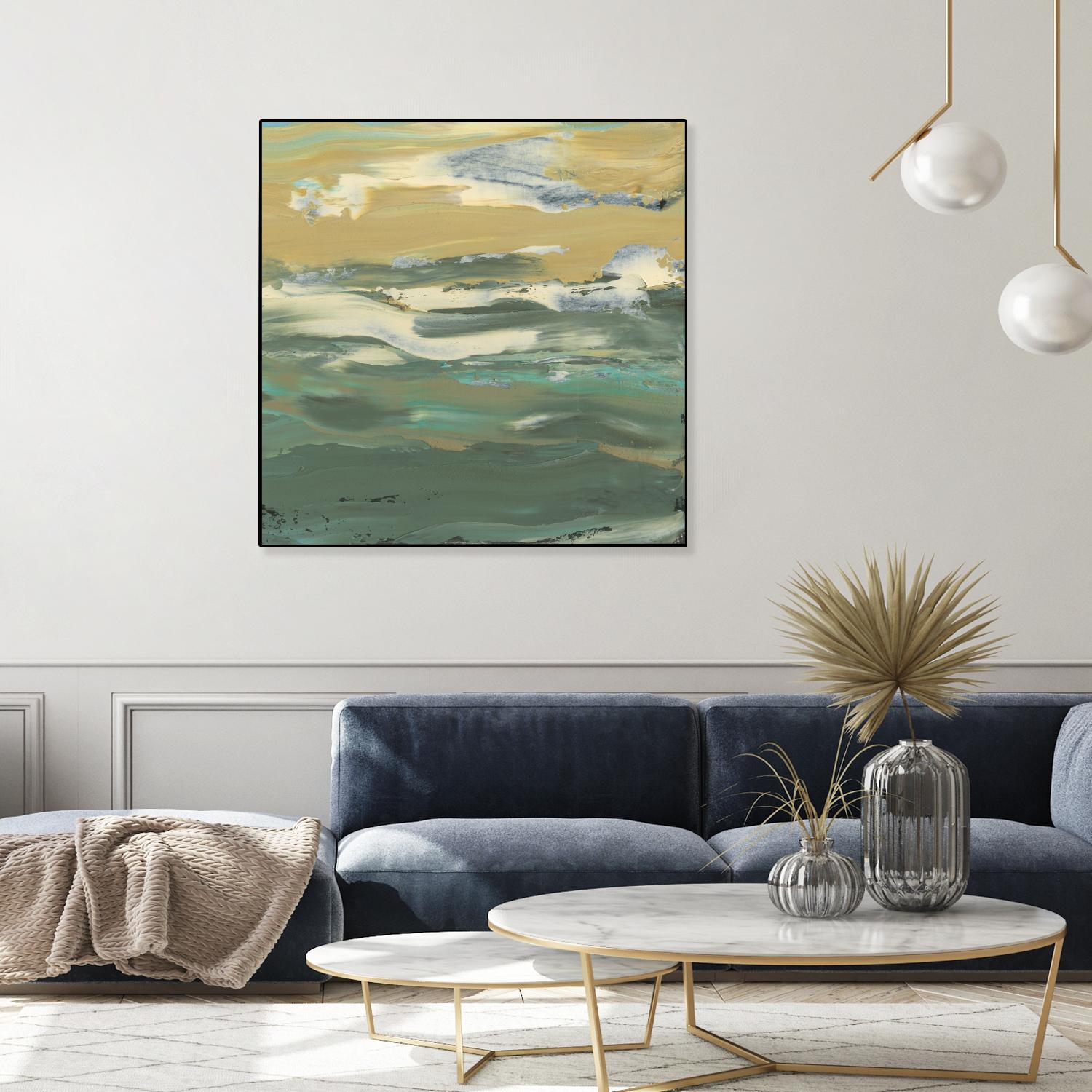 Green Waters Edge II by Alicia Ludwig on GIANT ART - beige abstract