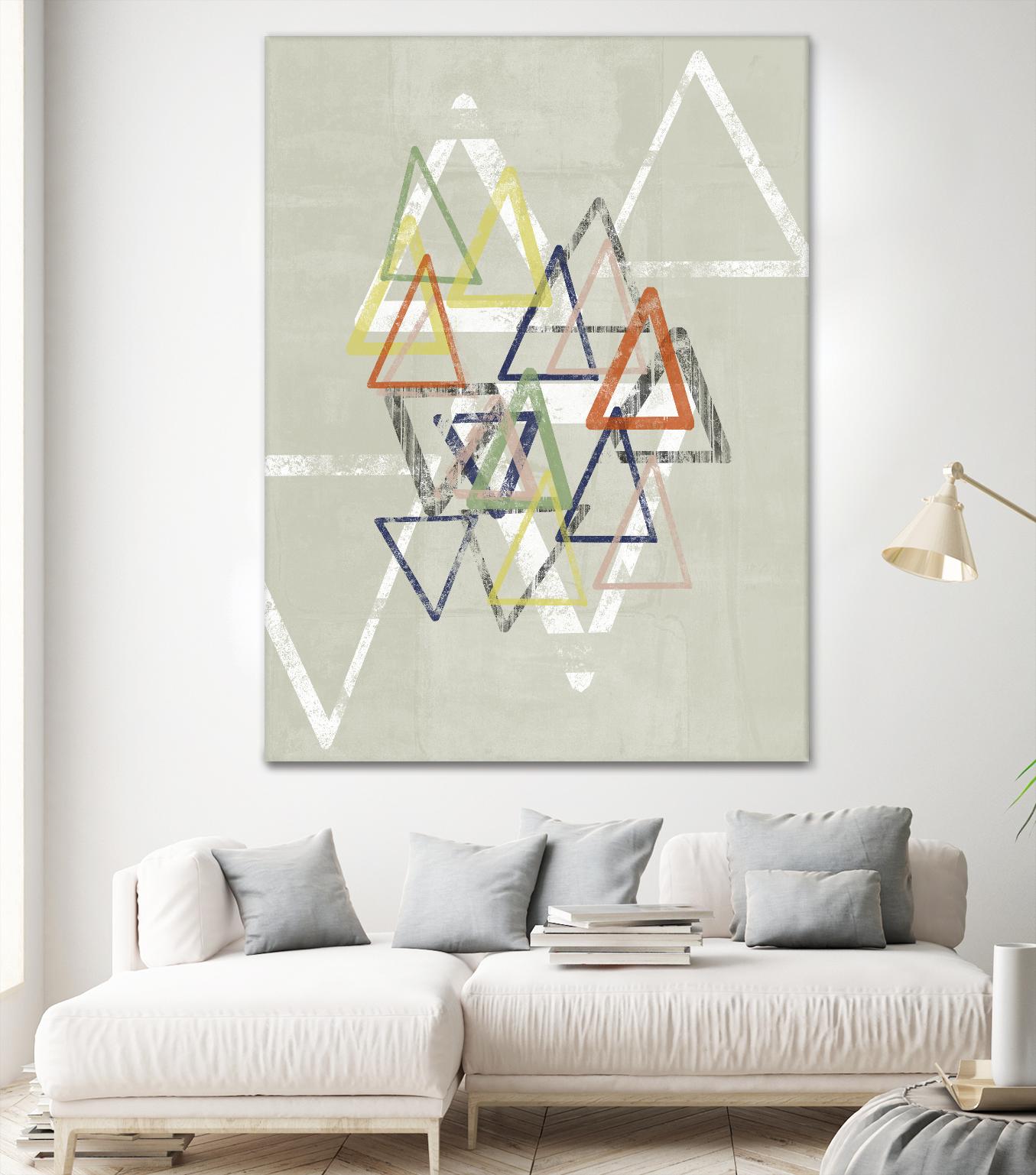 Stamped Triangles II by Jennifer Goldberger on GIANT ART - beige abstract geometrical