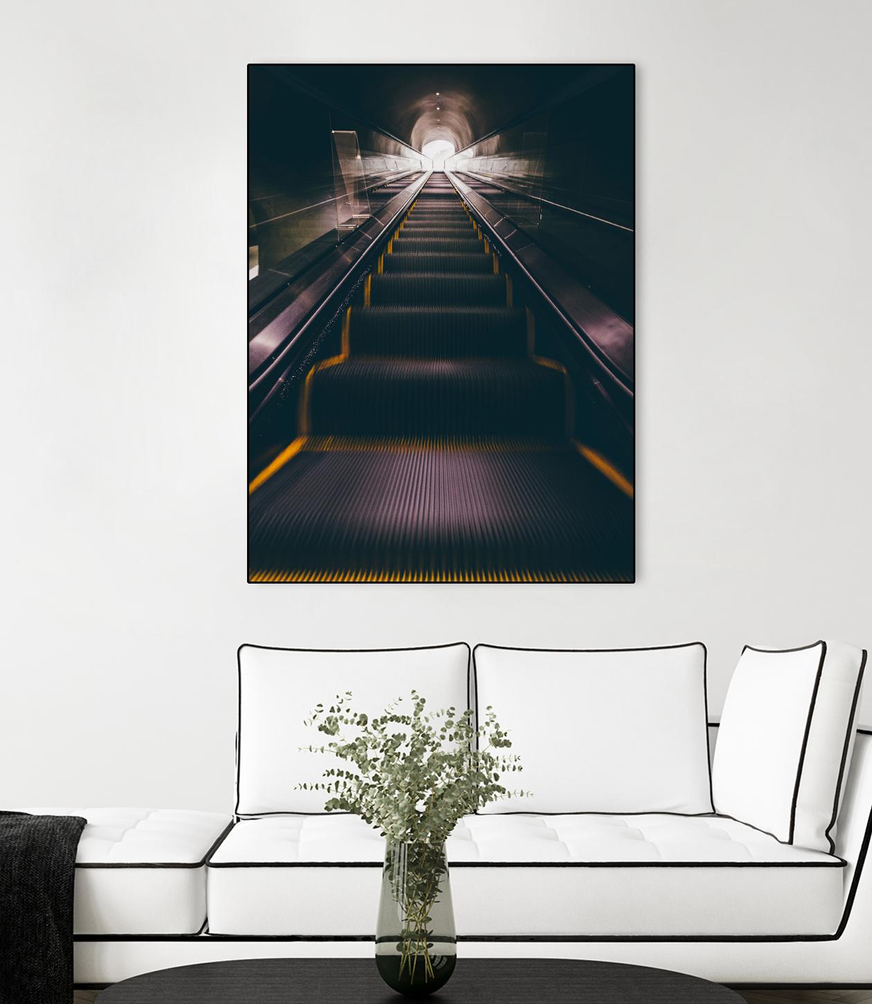 Escalator by Pexels on GIANT ART - yellow architectural