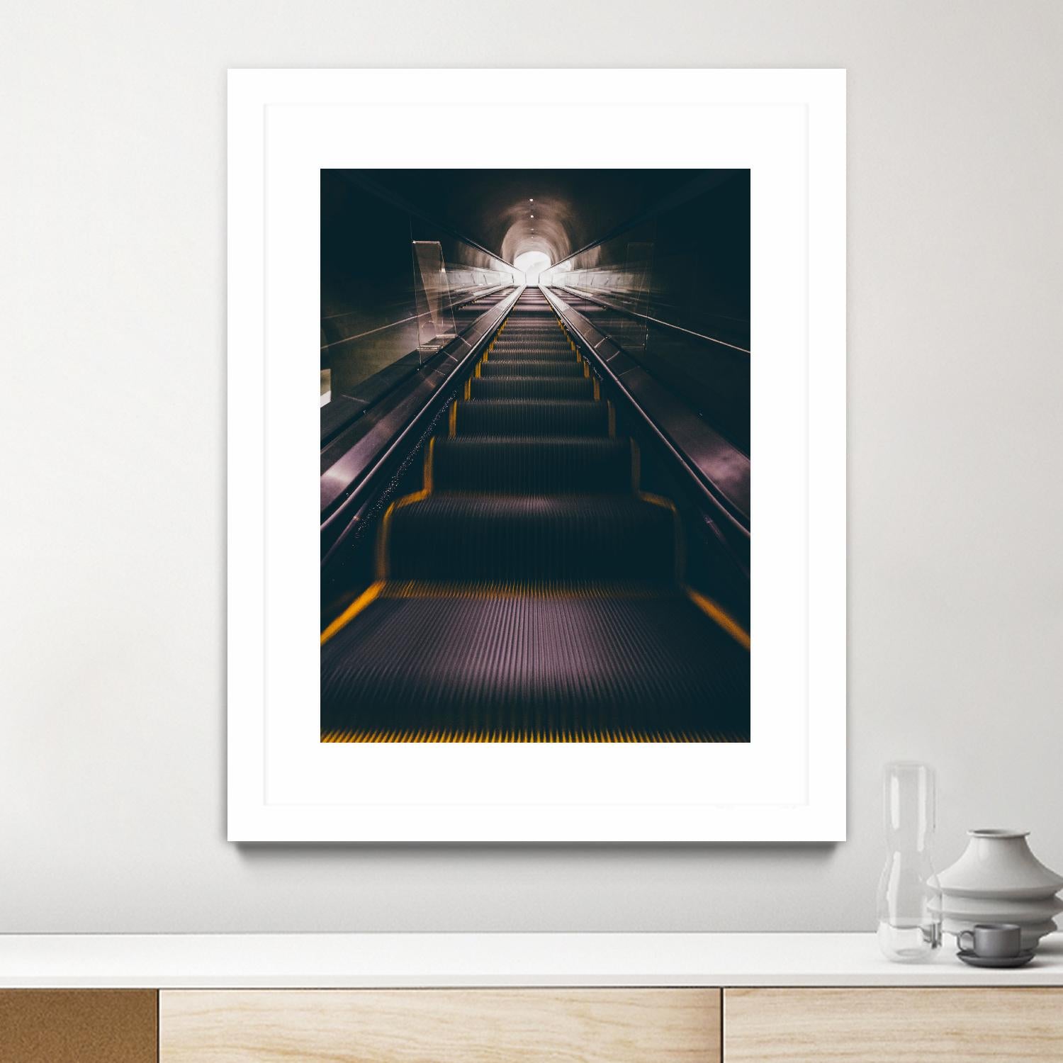 Escalator by Pexels on GIANT ART - yellow architectural