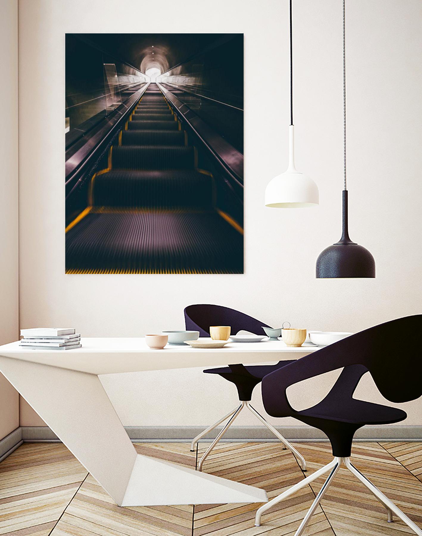 Escalator by Pexels on GIANT ART - yellow architectural