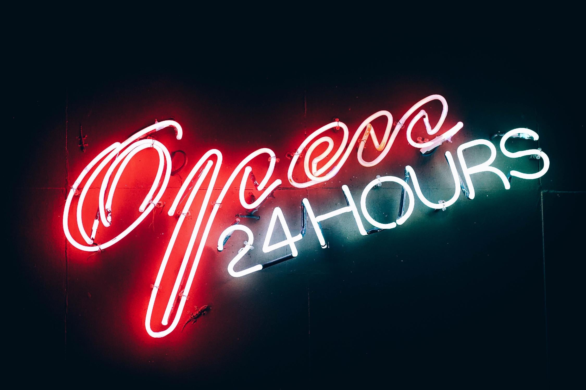 Open 24 hours by Pexels on GIANT ART - black photo art