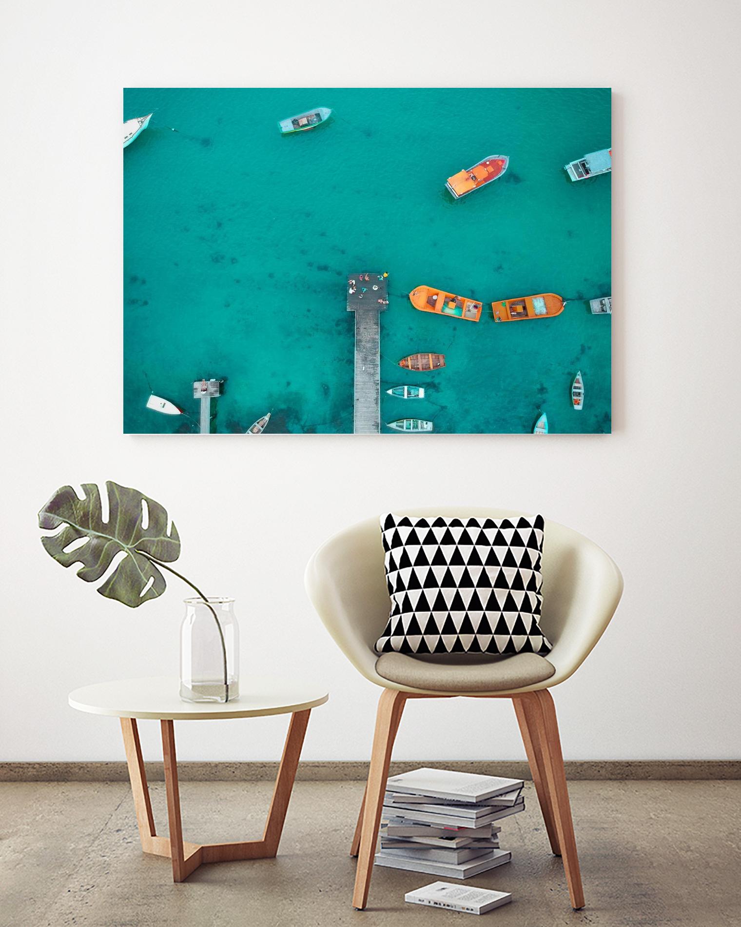 Boat traffic by Pexels on GIANT ART - orange sea scene