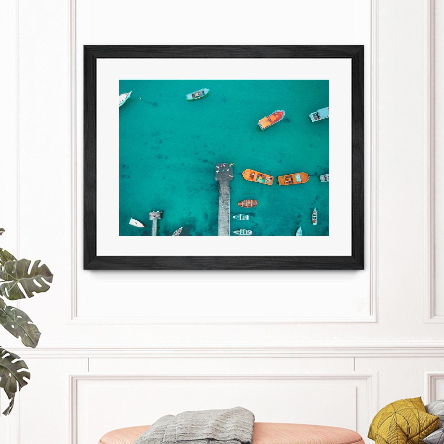 Boat traffic by Pexels on GIANT ART - orange sea scene