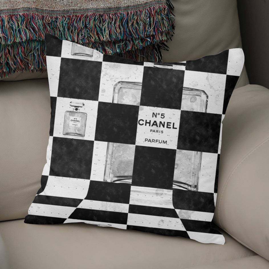 Black Chanel Throw pillow