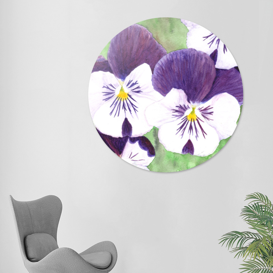 «Purple and white pansies flowers» Disk by Savousepate | Curioos