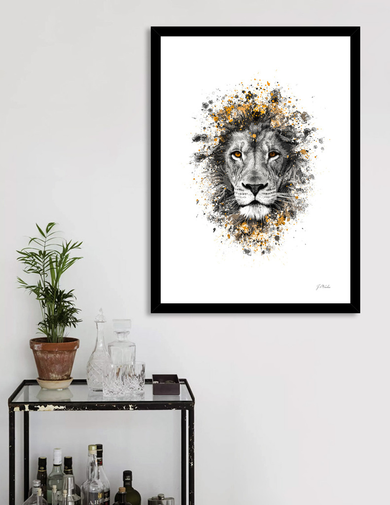 «Lion with orange eyes» Art Print by VOODOO PRODUCTION | Curioos