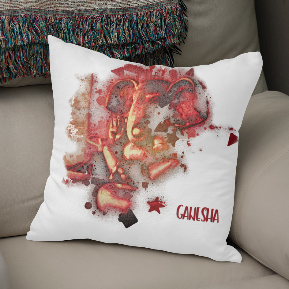 «Red Ganesha» Throw Pillow by Barbara Storey | Curioos