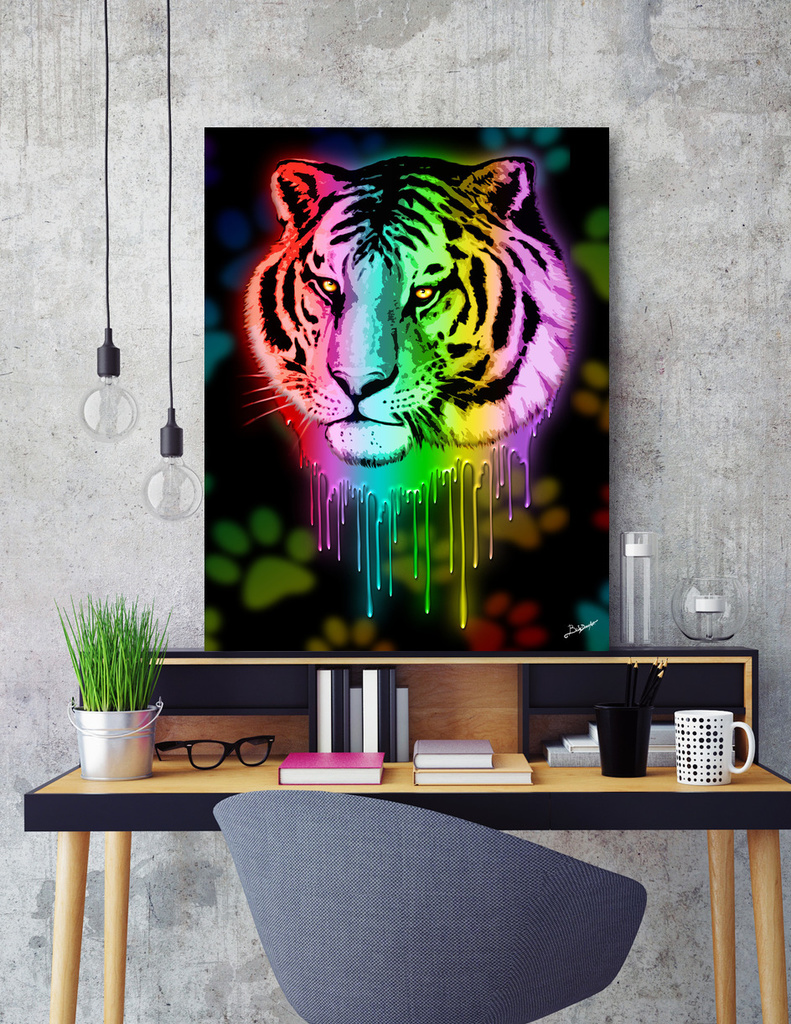 «Tiger Neon Dripping Rainbow Colors» Canvas Print by BluedarkArt Lem ...