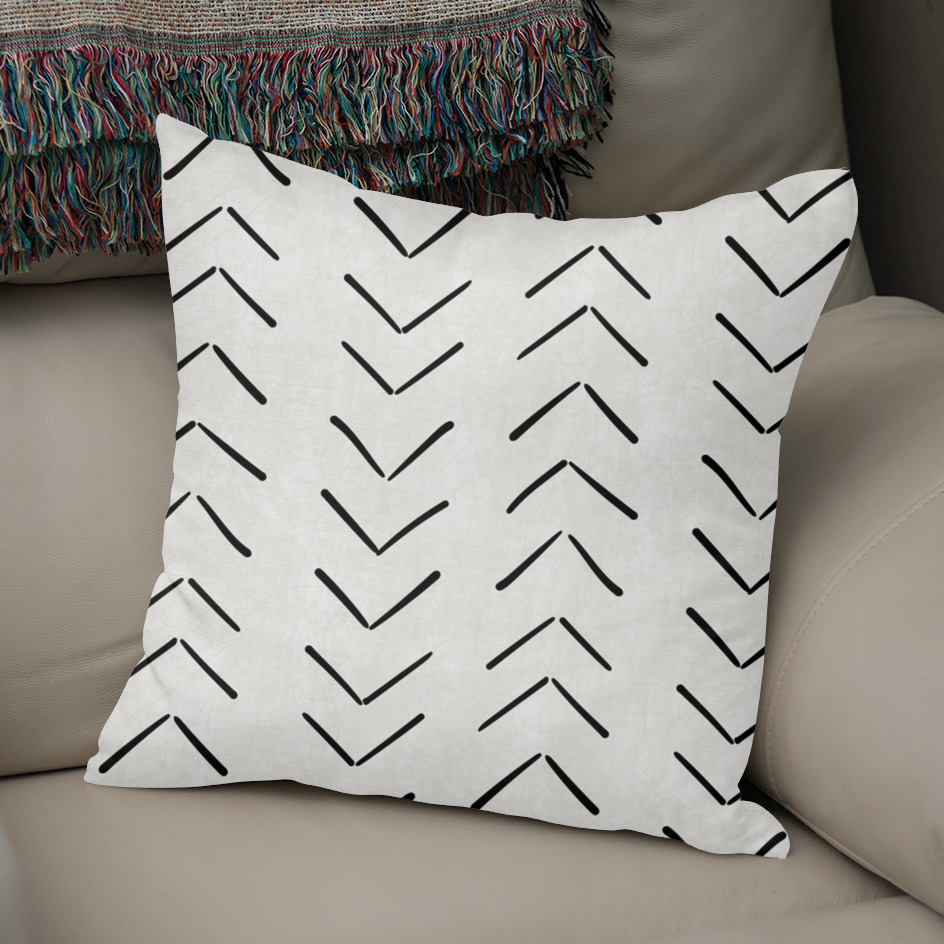 Mud Cloth Big Arrows Cream Throw Pillow by ARTStudio88design