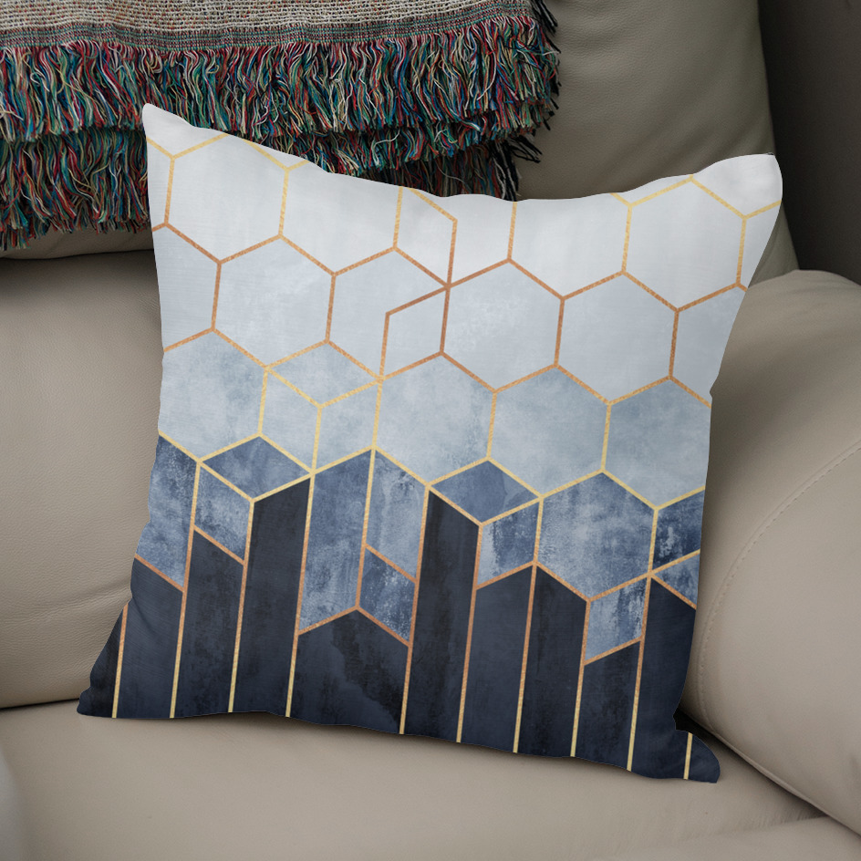 Soft Blue Hexagons Throw Pillow by Elisabeth Fredriksson