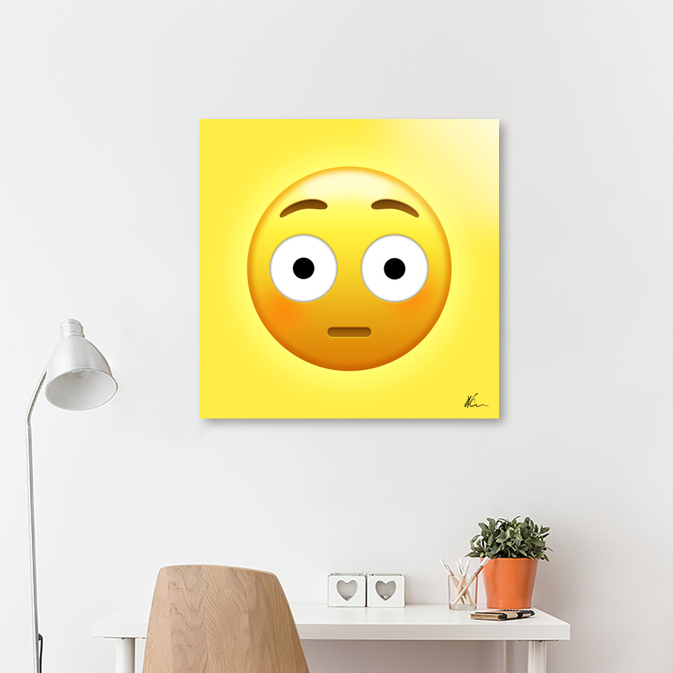 «Flushed Face Emoji | Pop Art» Aluminum Print by William Cuccio™ aka ...