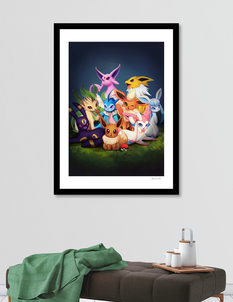 Eeveelutions Pokemon Wall Art Illustration Eevee Sylveon Vaporeon Umbreon