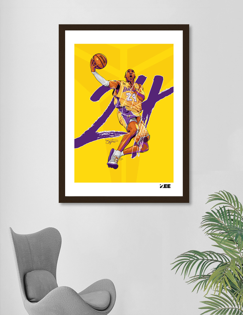 Wishum Gregory, Kobe Bryant (Black Mamba) - Art Print Poster, Paper Size  11 x 8.5 Image Size 10 x 8(B4337s)