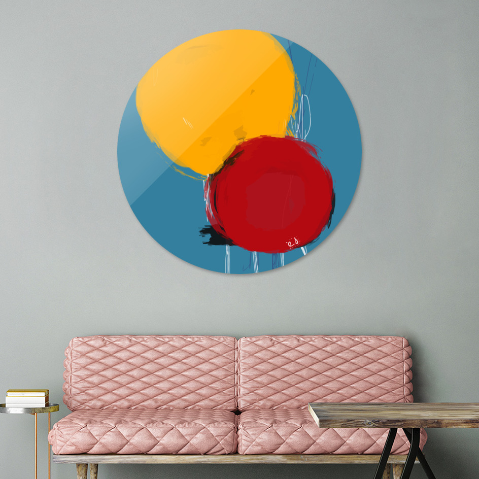 «Yellow Red and Blue abstract composition» Disk by Emmanuel Signorino ...