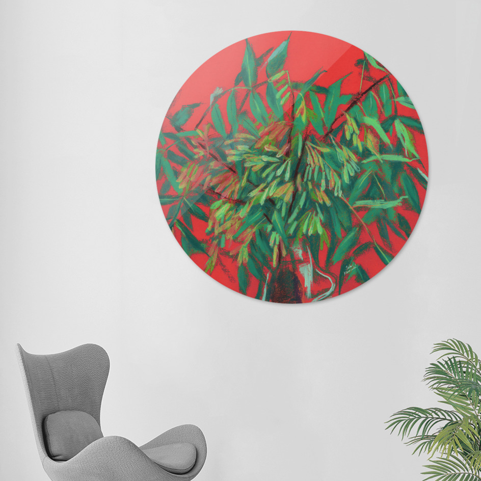 «Ash-tree in red & green» Disk by Julia Khoroshikh | Curioos
