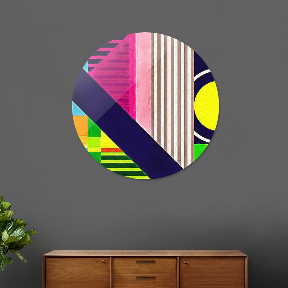 «Geometric Pattern 2 Impasto Painting» Disk by Elaine Plesser | Curioos
