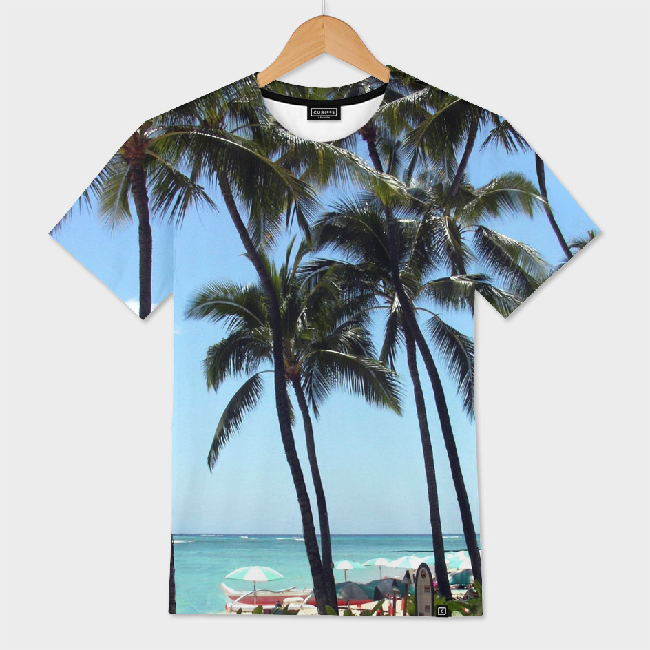 «Waikiki Beach» Men's All Over T-Shirt by Moody Muse Art | Curioos