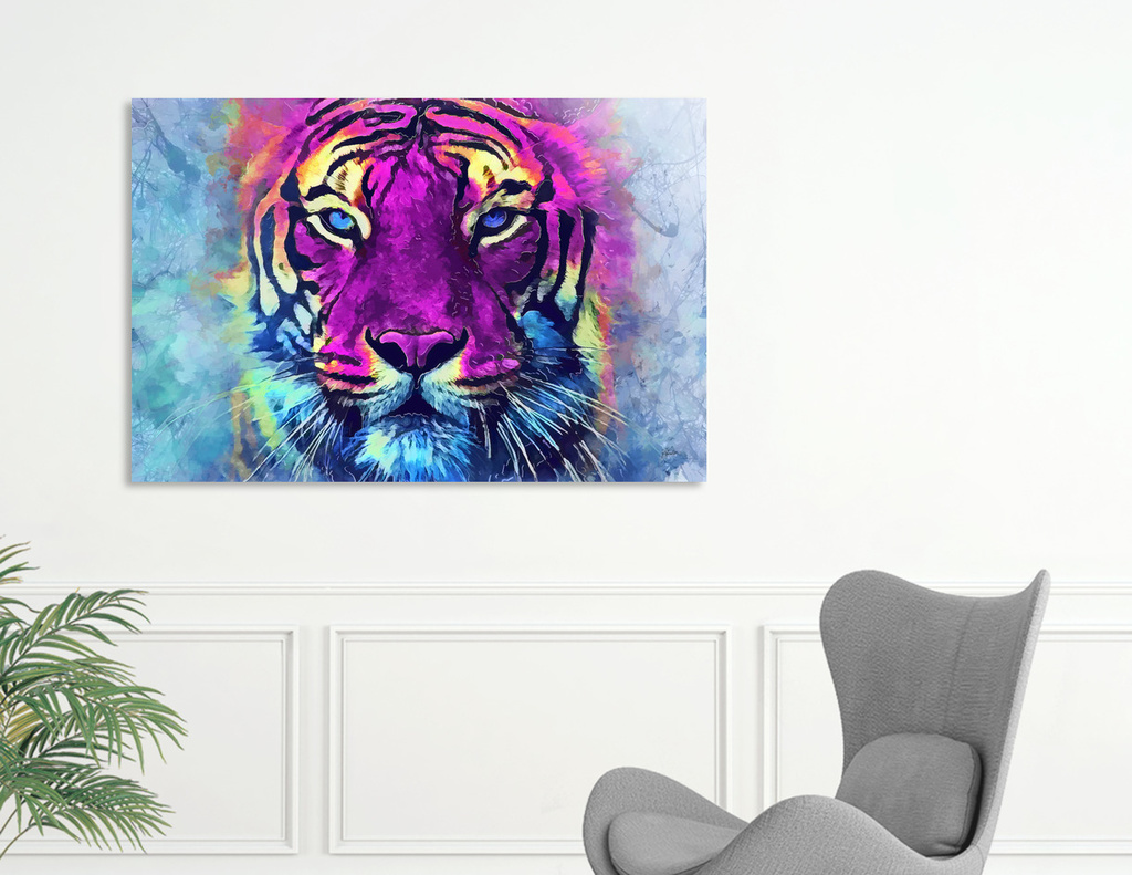 «tiger purple spirit» Acrylic Glass Print by Justyna Jaszke | Curioos
